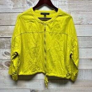 Marc New York Top Womens Large‎ Yellow Linen Blend Full Zip Drawstring